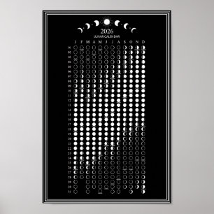2026 Maanfase Maancyclus Kalender Minimalistisch  Poster