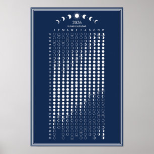 2026 Maanfase Maancyclus Kalender Minimalistisch Poster
