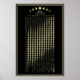 2026 Maanfase Maancyclus Kalender Minimalistisch Poster