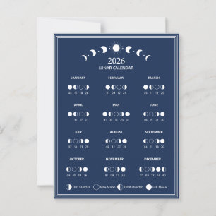 2026 Maanfasekalender Lunar Cycles Minimalist Briefkaart