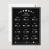2026 Maanfasekalender Lunar Cycles Minimalist Briefkaart (Voorkant / Achterkant)
