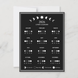 2026 Maanfasekalender Lunar Cycles Minimalist Briefkaart