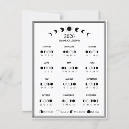 2026 Maanfasekalender Lunar Cycles Minimalist Briefkaart