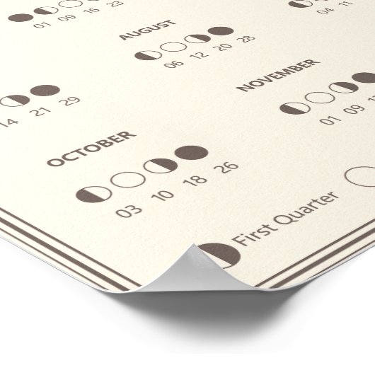 2026 Maanfasekalender Lunar Cycles Minimalist Poster (Hoek)