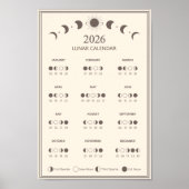 2026 Maanfasekalender Lunar Cycles Minimalist Poster (Voorkant)