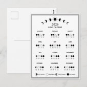 2026 Maanfasekalender Maancyclus Minimalistisch Briefkaart (Voorkant / Achterkant)