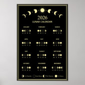2026 Maanfasekalender Maancyclus Minimalistisch Poster (Voorkant)