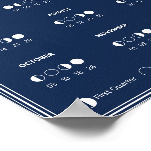 2026 Maanfasekalender Maancyclus Minimalistisch Poster (Hoek)