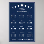 2026 Maanfasekalender Maancyclus Minimalistisch Poster (Voorkant)