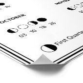 2026 Maanfasekalender Maancyclus Minimalistisch Poster (Hoek)