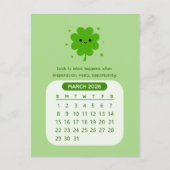 2026 Maart Maandelijkse Kawaii Motivatie Kalender Briefkaart (Voorkant)