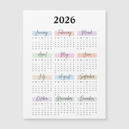 2026 magnet calendar  (Voorkant)