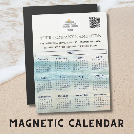 2026 Magnet Calendar Bedrijfsnaam Logo QR Code