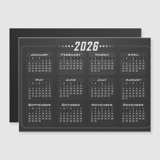 2026 Magnet Calendar Black and White (Voorkant / Achterkant)