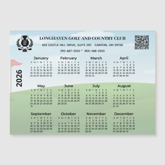 2026 Magnet Calendar Golf Club League Logo QR Code (Voorkant)