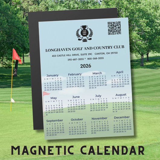 2026 Magnet Calendar Golf Club League Logo QR Code