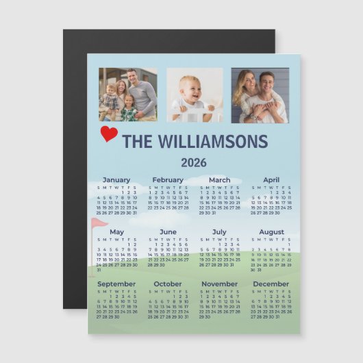 2026 Magnet Photo Calendar Golf Theme (Voorkant / Achterkant)