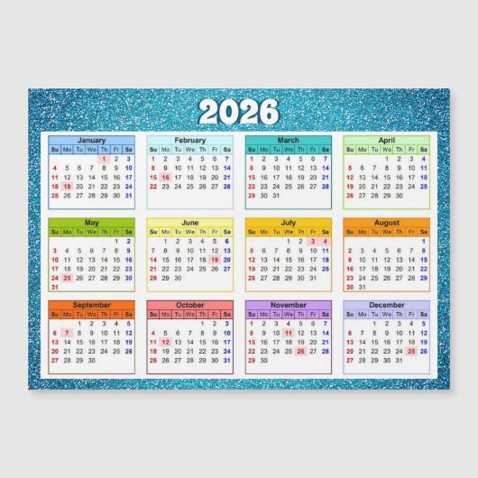 2026 Magnetic Calendar (Voorkant)