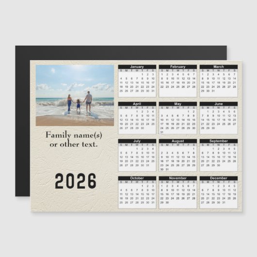 2026 Magnetic Calendar Card personalize with Photo (Voorkant / Achterkant)