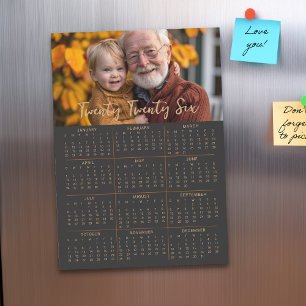 2026 Magnetische fotokalender Volle jaar Zwarte Ka Uitnodiging