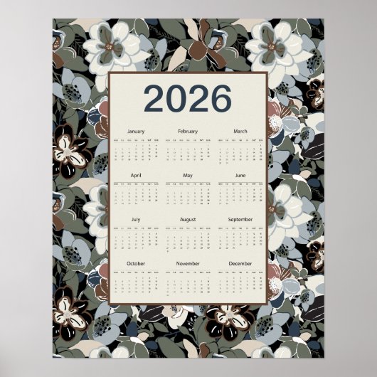 2026 Magnolia Floral Calendar Poster (Voorkant)