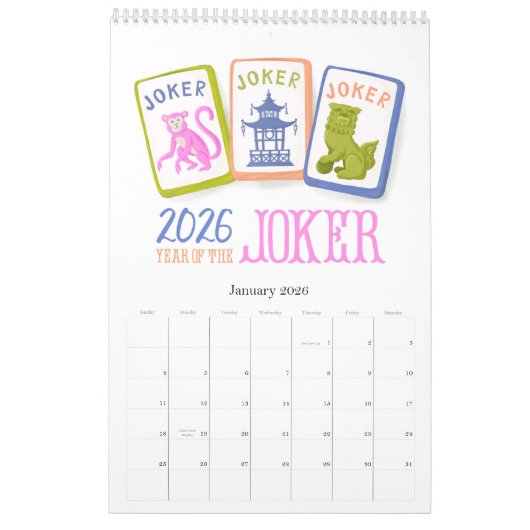 2026 Mahjong Time Wall  Kalender (Jan 2026)