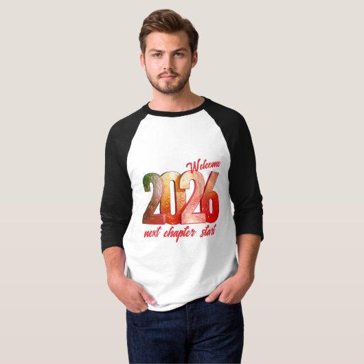 2026 MENS BASIC 3/4 SLEEVE RAGLAN TSHIRT (Voorkant volledig)