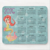 2026 Mermaid Desk Calendar Mouse Pad Muismat (Voorkant)