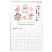 2026 Met de Hand Geschilderde Kunst met Maandelijk Kalender (Feb 2027)