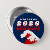 2026 Midterms RED WAVE Ronde Button 7,6 Cm (Voorkant /achterkant)