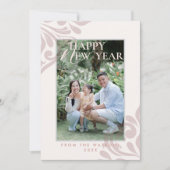 2026 Minimal Pink Ivory Typography Photo New Year Feestdagenkaart (Voorkant)