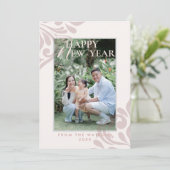 2026 Minimal Pink Ivory Typography Photo New Year Feestdagenkaart (Staand voorkant)