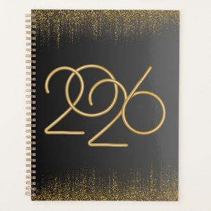 2026 Minimal Zwart & Goud Planner Hoesje
