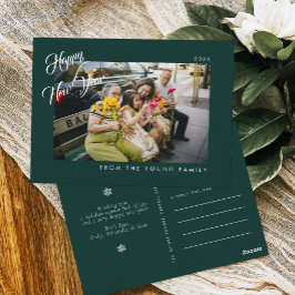 2026 Minimalist Modern Script Green Photo Briefkaart