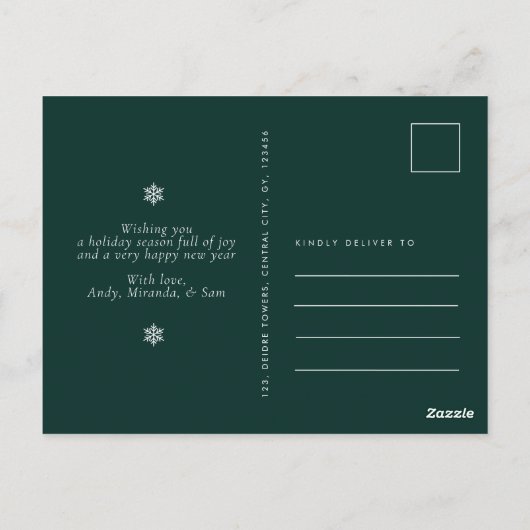 2026 Minimalist Modern Script Green Photo Briefkaart (Achterkant)