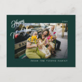 2026 Minimalist Modern Script Green Photo Briefkaart (Voorkant)