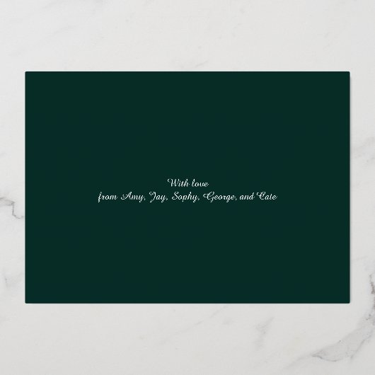 2026 Minimalist Modern Script Green Photo Folie Feestdagenkaart (Achterkant)