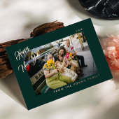 2026 Minimalist Modern Script Green Photo Folie Feestdagenkaart