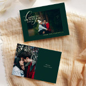 2026 Minimalist Modern Script Green Photo Folie Feestdagenkaart