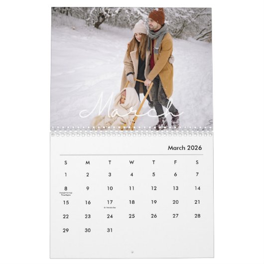 2026 Minimalist Script Custom Photo Kalender (Mar 2026)