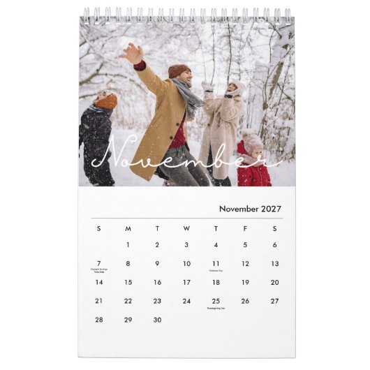 2026 Minimalist Script Custom Photo Kalender (Nov 2027)