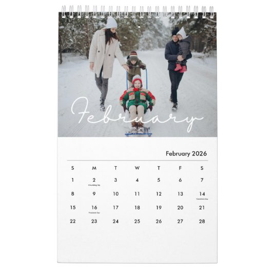2026 Minimalist Script Custom Photo Kalender (Feb 2026)