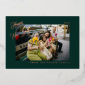 2026 Minimalistisch Modern Script Groen Foto Folie Feestdagenkaart (Voorkant)