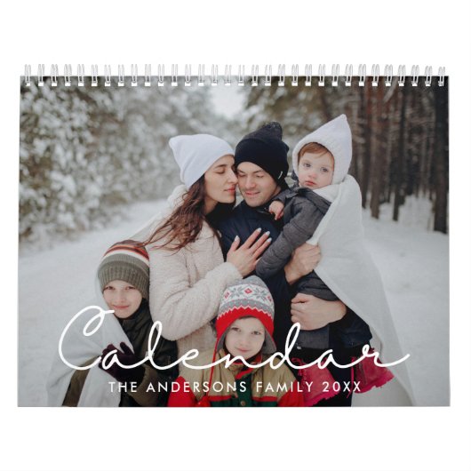 2026 Minimalistisch Script Aangepaste Foto Kalender (Hoes)