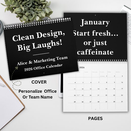 2026 Minimalistische Grappige Kantoor Kalender