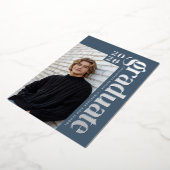 2026 Modern Blue 4 Photo Graduation Silver Folie Uitnodiging (Gedraaid)