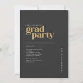 2026 Modern Charcoal Gold Graduation Party Kaart (Achterkant)