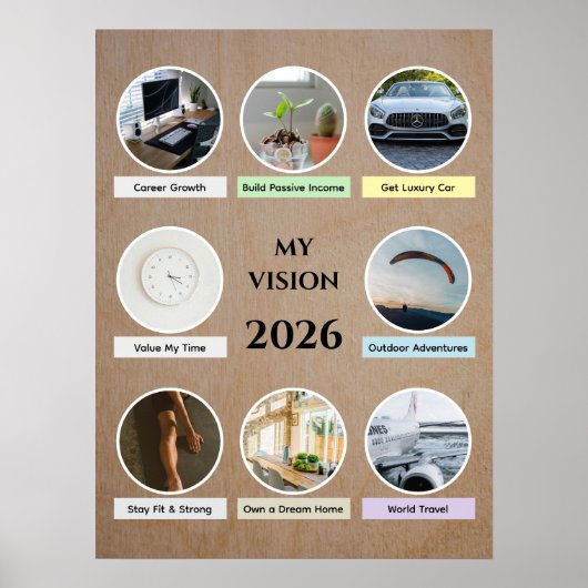 2026 Modern Circle Photo Vision Board Poster (Voorkant)