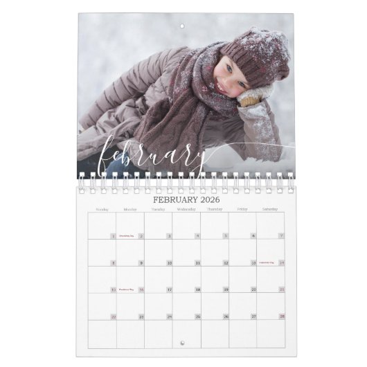 2026 Modern Custom Photo Script Family Kalender (Feb 2026)