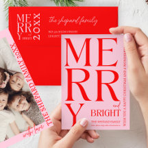 2026 Modern Kerst Feestelijke Rode Roze Kerst Foto